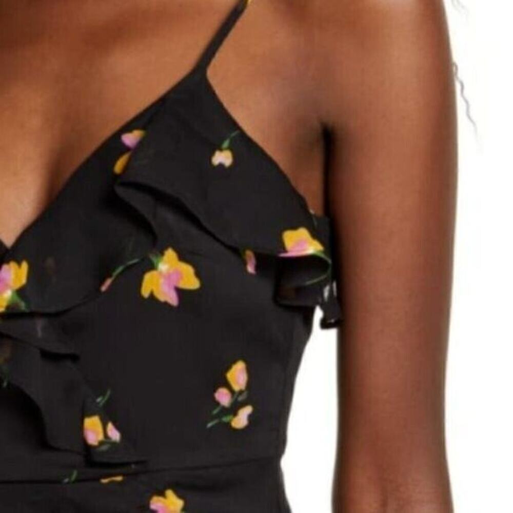 New! ALL IN FAVOR Women's Callie Ruffle Trim Floral Print Chiffon Mini Dress - Picture 4 of 5